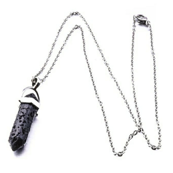 Black lava stone prism necklace - Picture 1 of 2